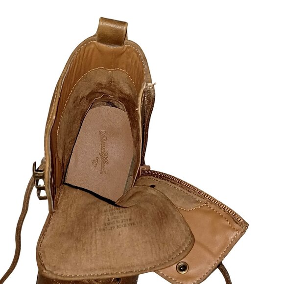 Brown Chunky Platform Lug Block Heel Lace up Zip Faux Leather Ankle Boots Wms 7 - Picture 12 of 14